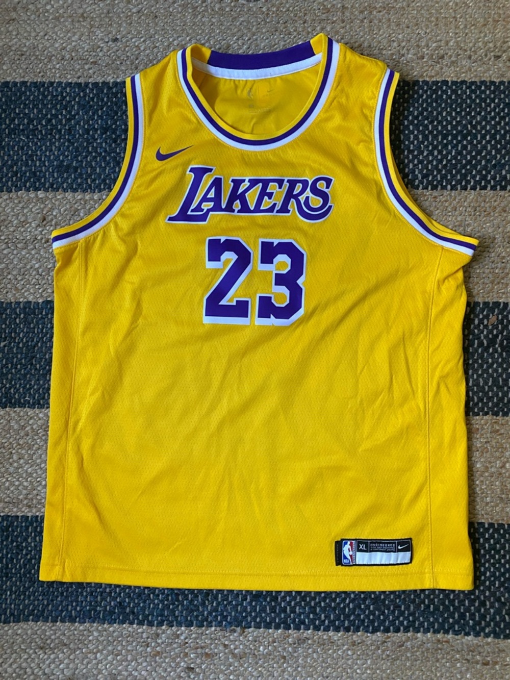 Nike Yellow & Purple Lakers #23 LeBron James Basketball Jersey